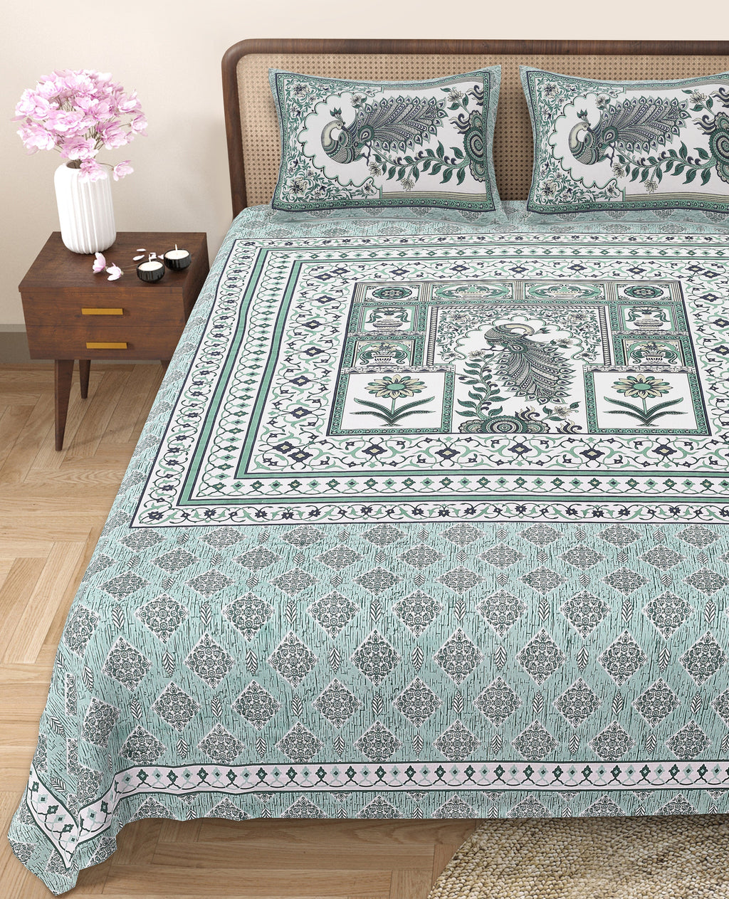 Royal Peacock Harmony Bedsheet Set