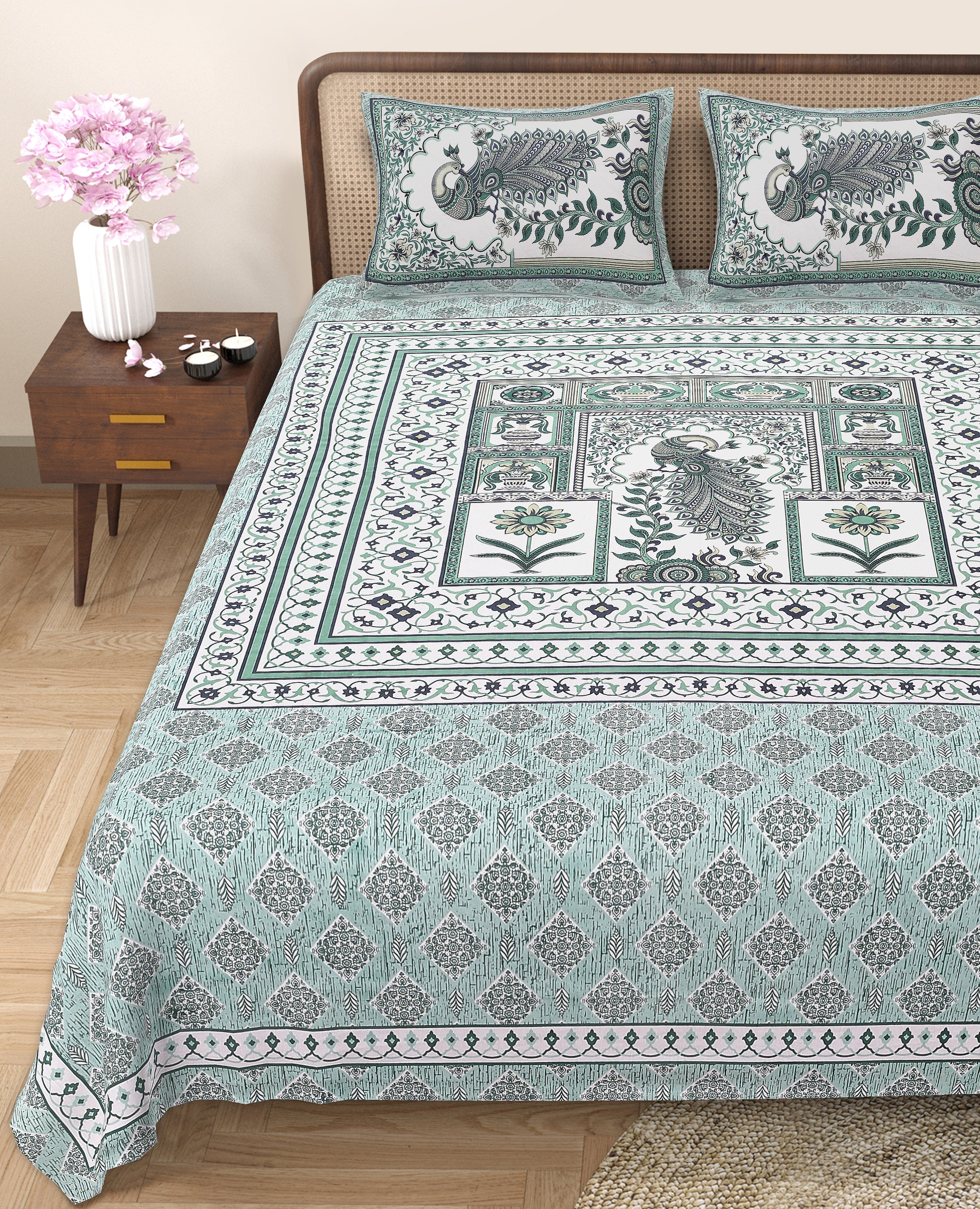 Royal Peacock Harmony Bedsheet Set