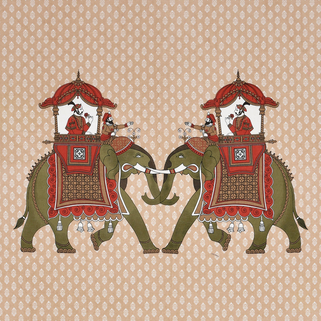 Royal Elephant Parade Cotton Bedsheet - 120x120 Inches