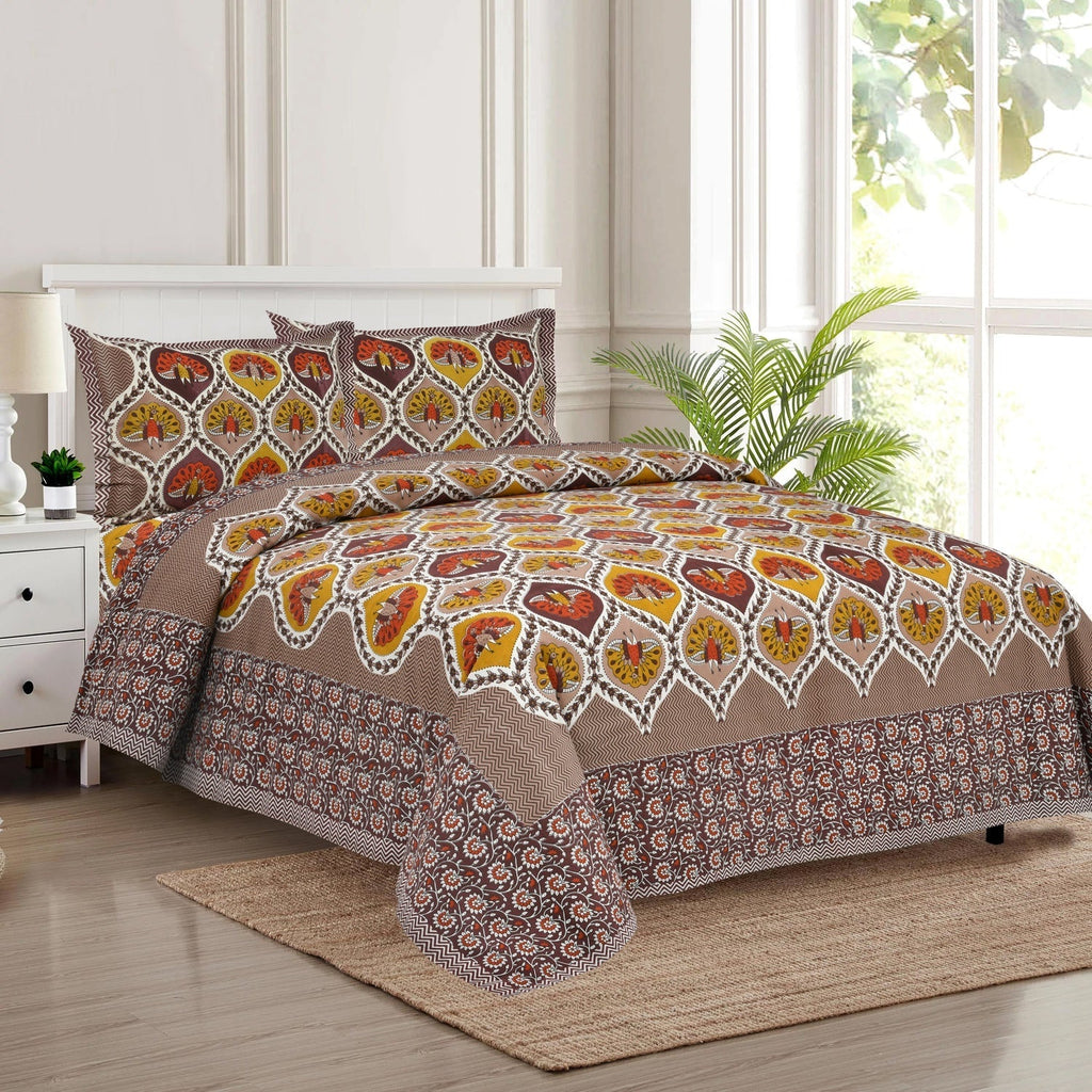 Rajwada Shringar  Yellow Bedsheet Set 100 x 108