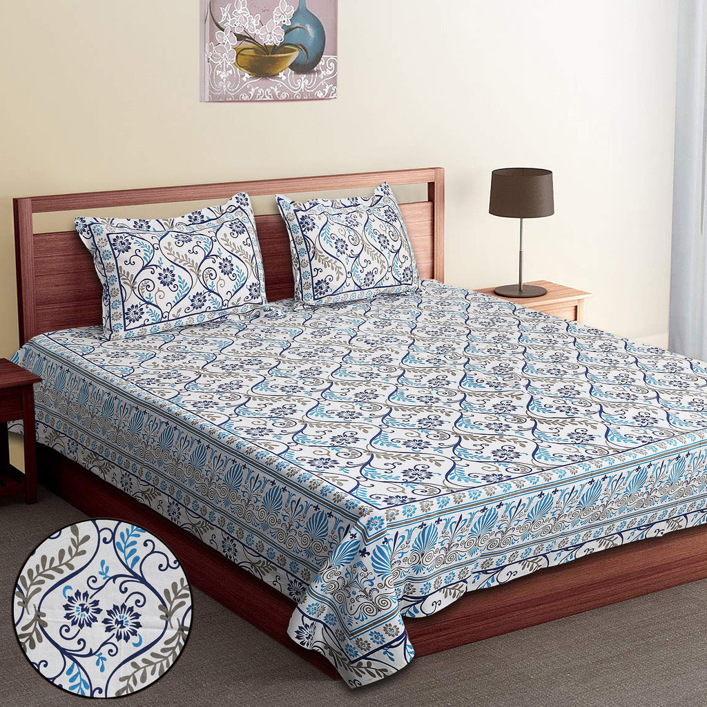Rajwada Latika  Blue Bedsheet Set 120x120