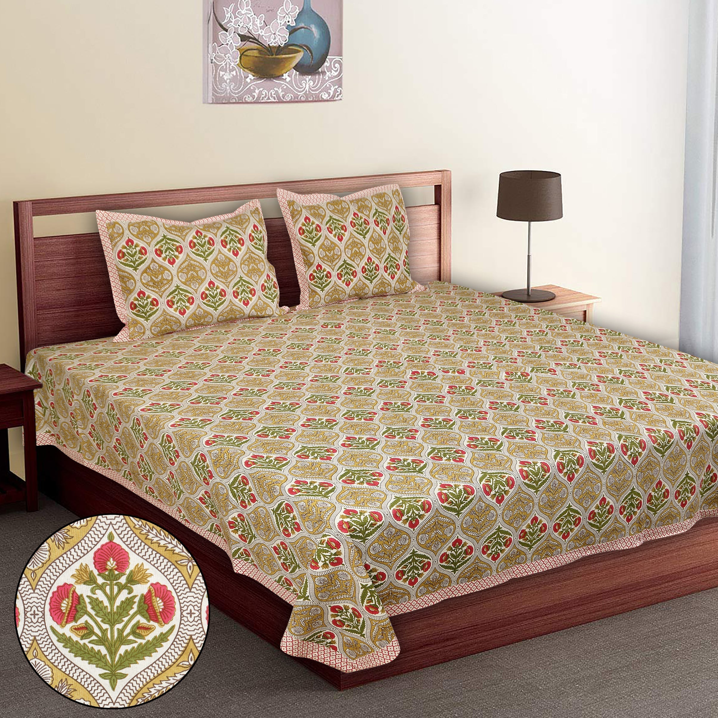 Rajwada Empire Collection Green Bedsheet Set 108 x 108