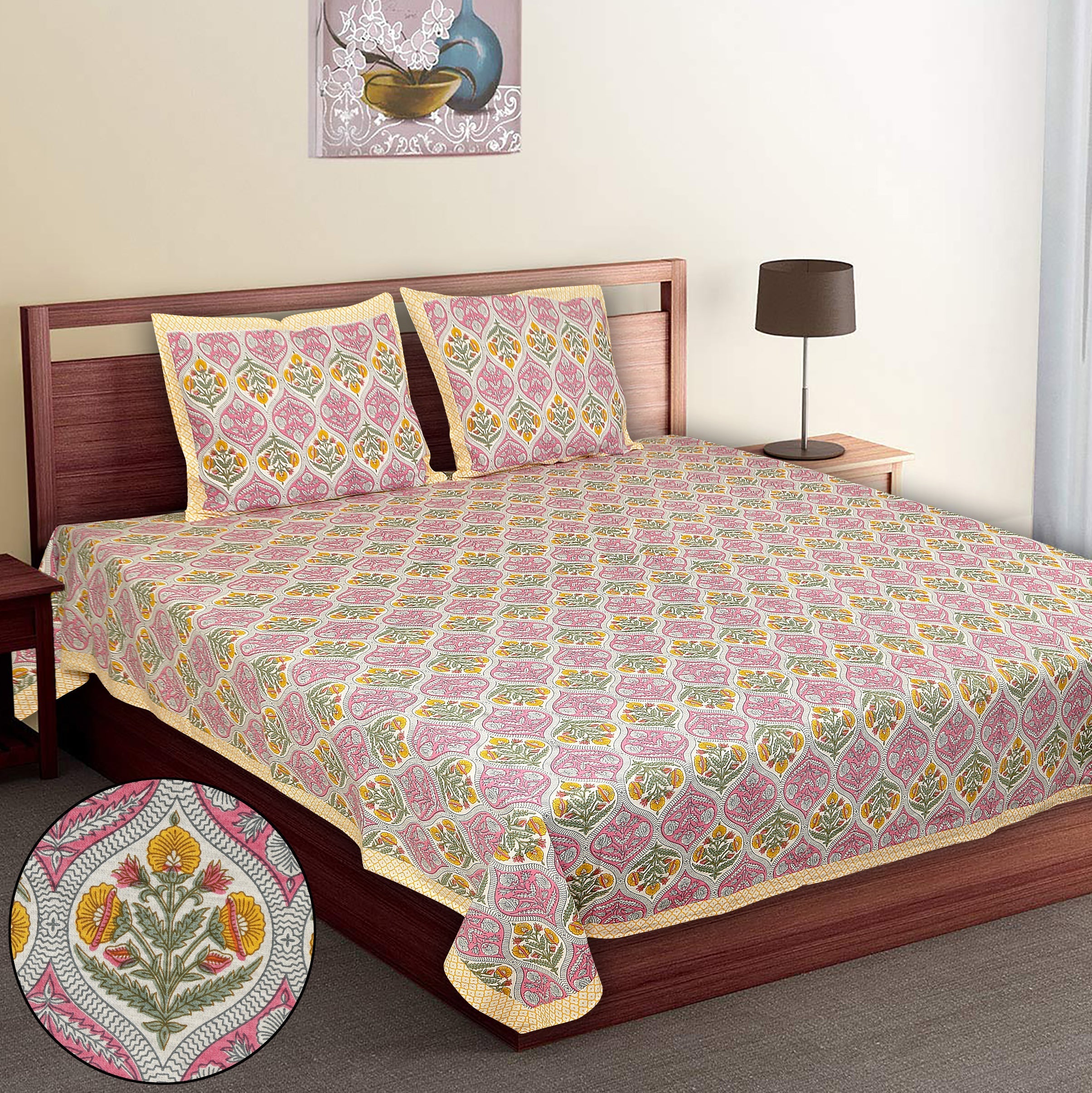 Rajwada Empire Collection Pink Bedsheet Set 108 x 108
