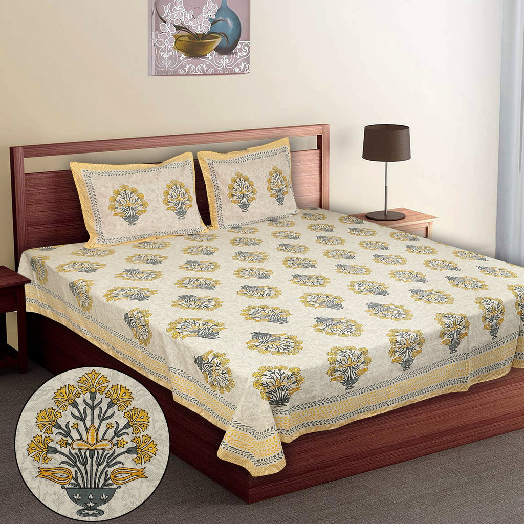 Rajwada Empire Yellow Bedsheet Set 108 x 108