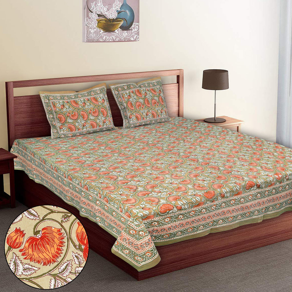 Royal Blossom Empire Orange Bedsheet Set 108 x 108