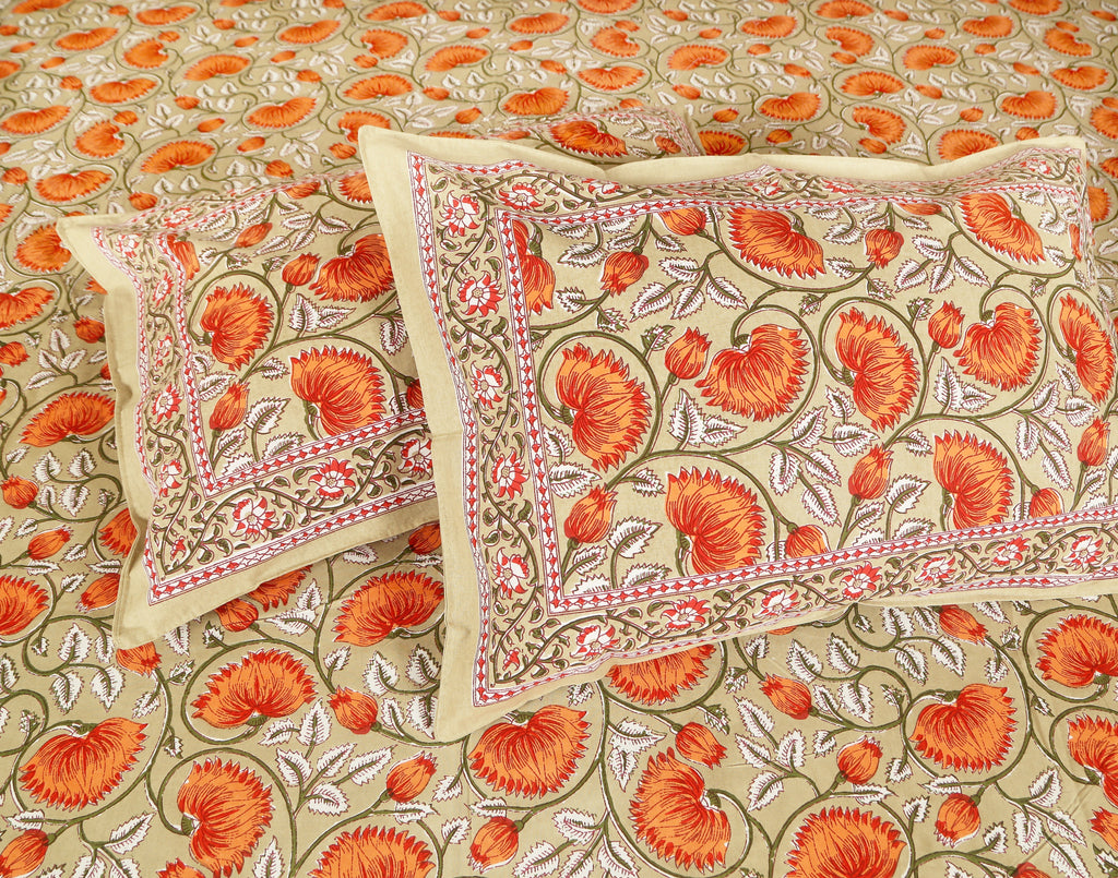 Royal Blossom Empire Orange Bedsheet Set 108 x 108