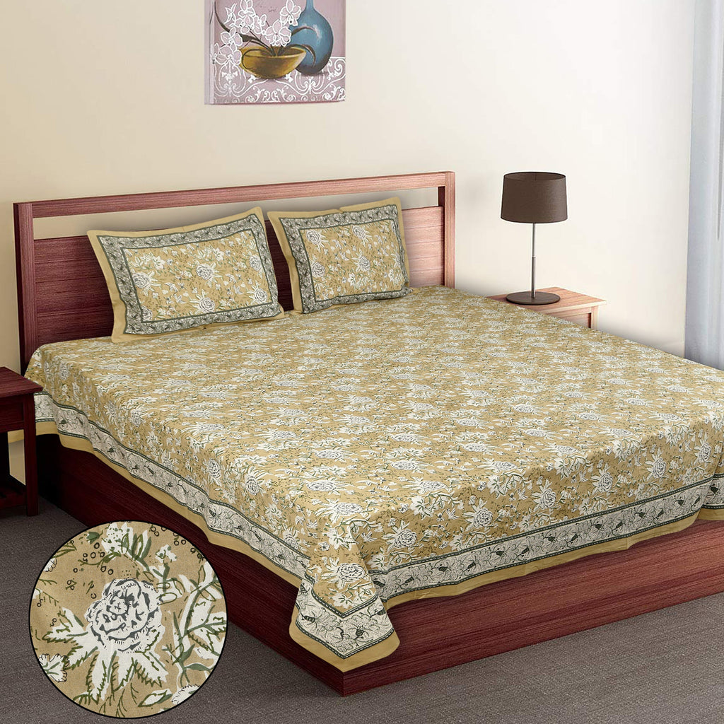 Royal Blossom Empire Light Green Bedsheet Set 108 x 108