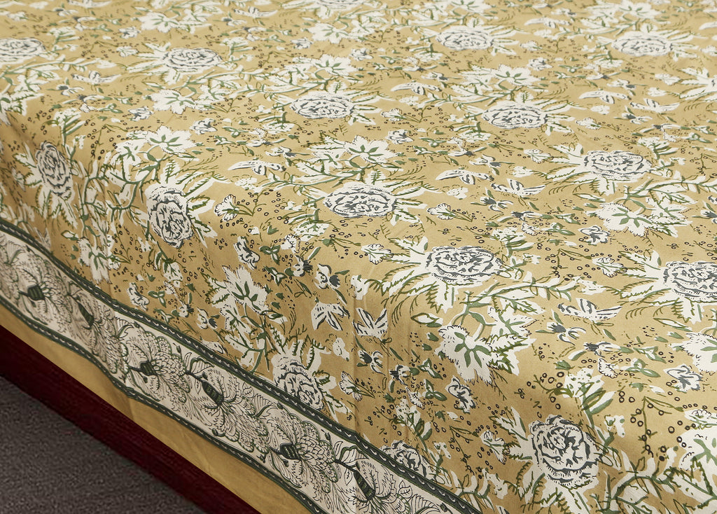 Royal Blossom Empire Light Green Bedsheet Set 108 x 108