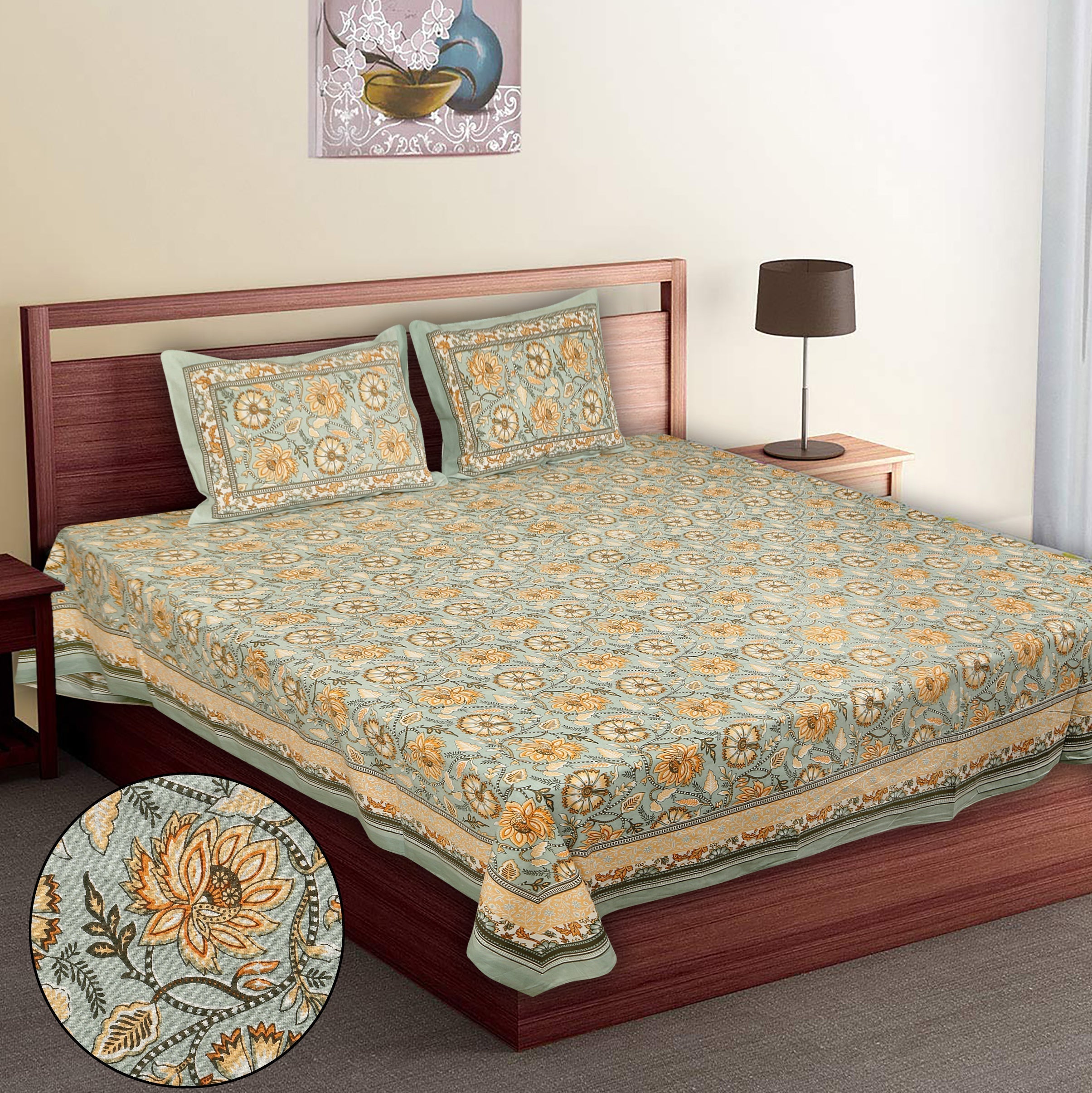 Royal Blossom Empire Grey Bedsheet Set 108 x 108