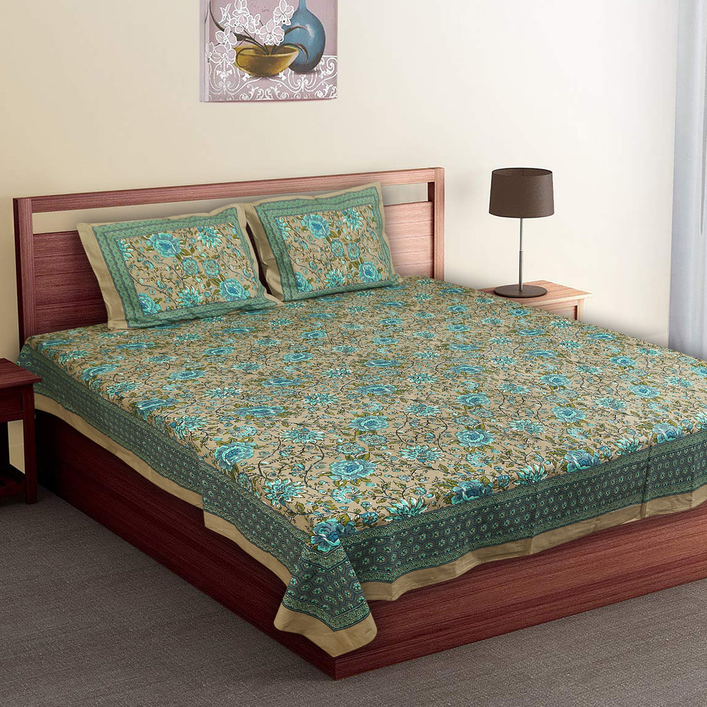 Royal Blossom Empire Blue Bedsheet Set 108 x 108