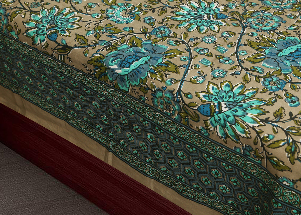 Royal Blossom Empire Blue Bedsheet Set 108 x 108