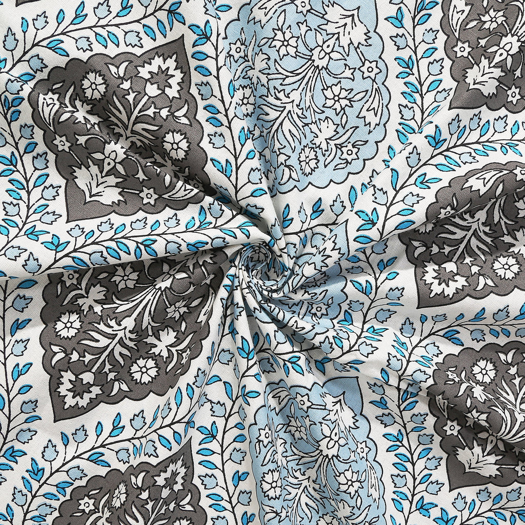 The Jaipuri Lattice Blue Cotton Bedsheet Set