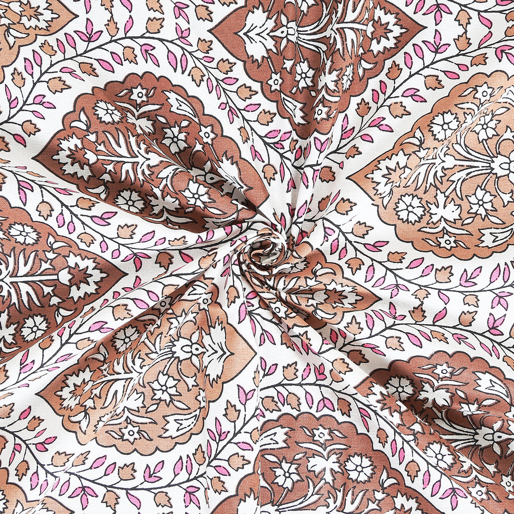 The Jaipuri Lattice Brown Cotton Bedsheet Set