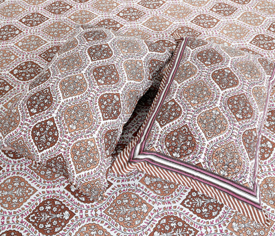 The Jaipuri Lattice Brown Cotton Bedsheet Set - Alternative view