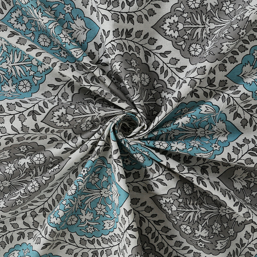 The Jaipuri Lattice Grey Cotton Bedsheet Set 90x108