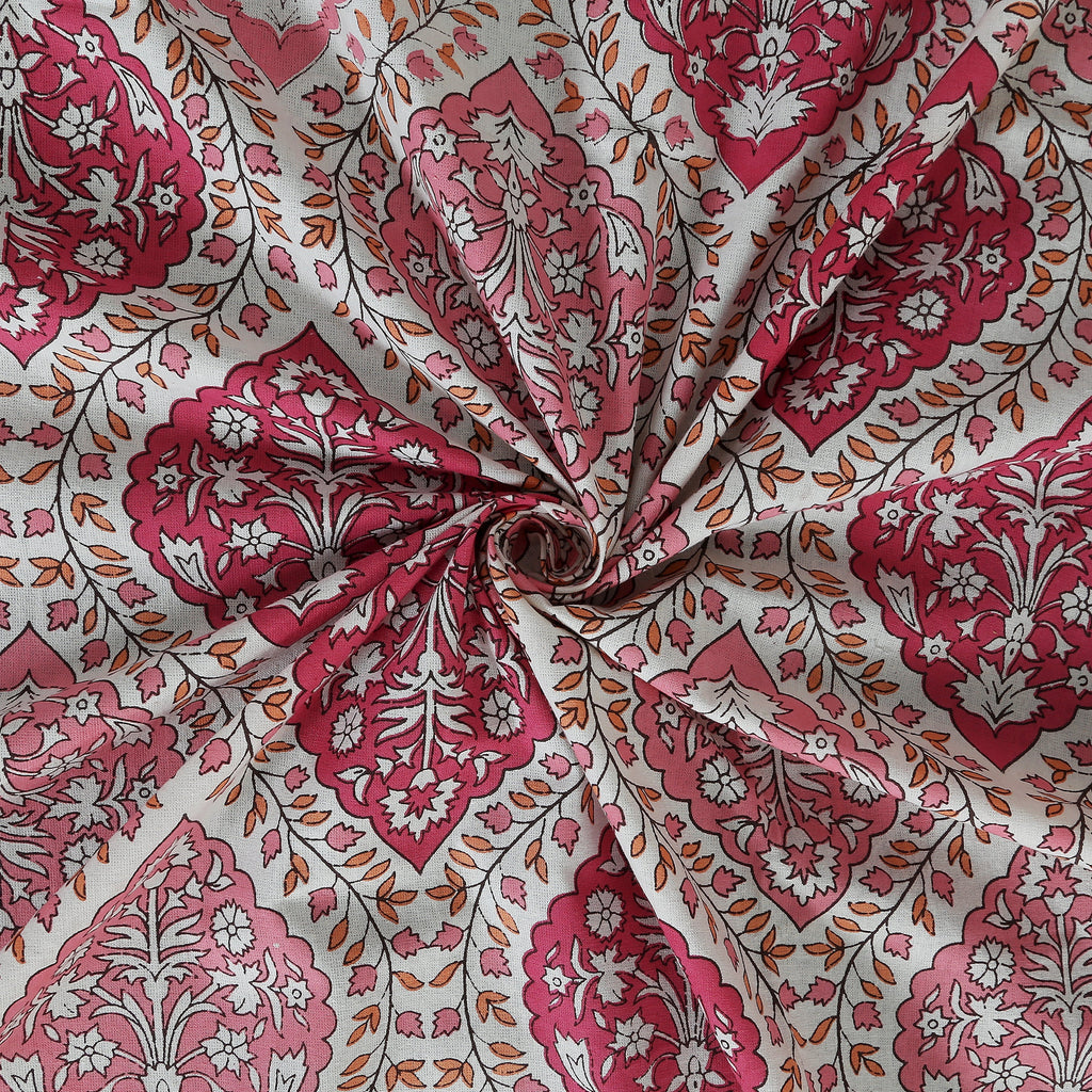 The Jaipuri Lattice Pink Cotton Bedsheet Set 90x108