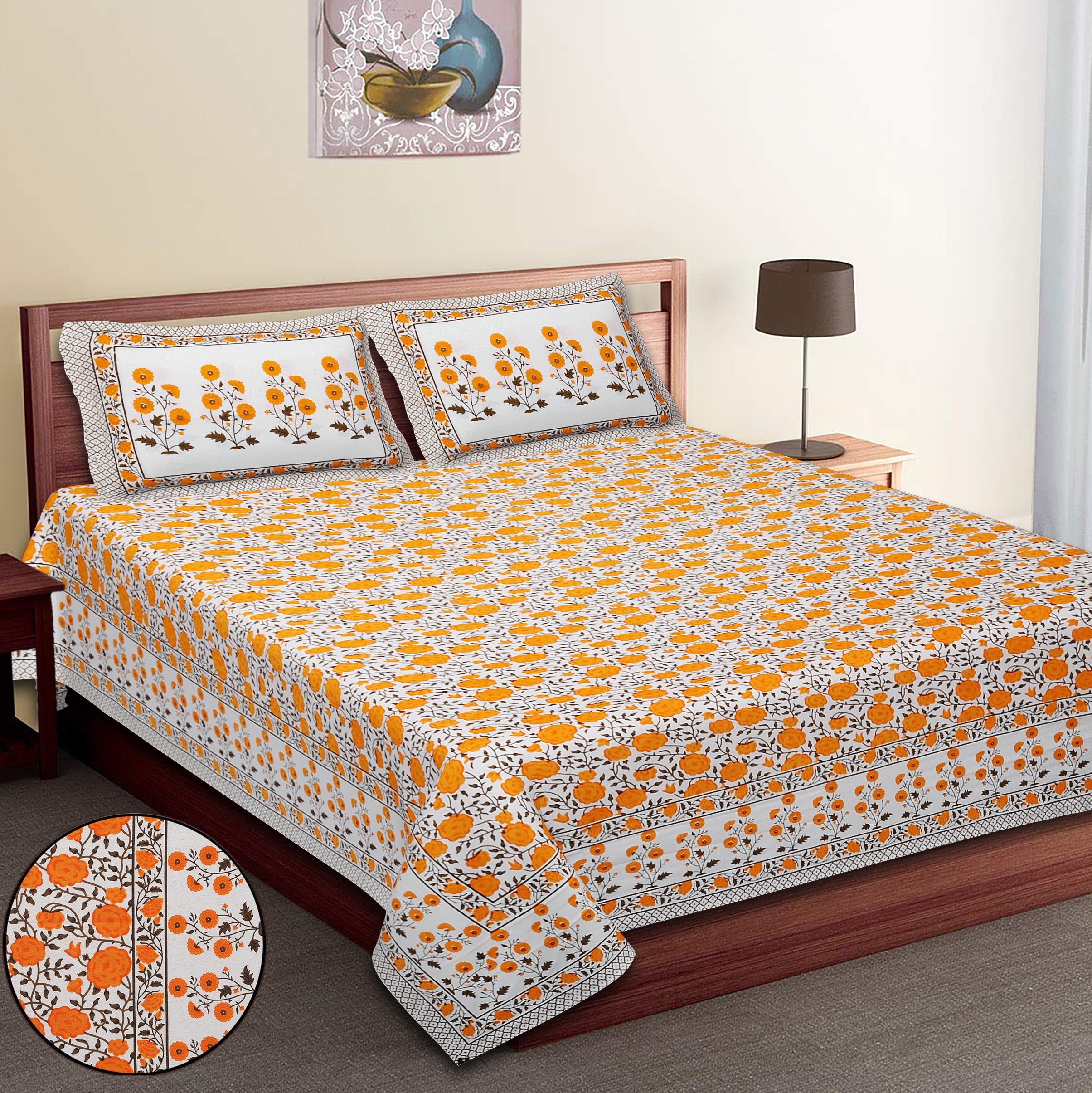 Marigold Bloom Cotton Bedsheet Set