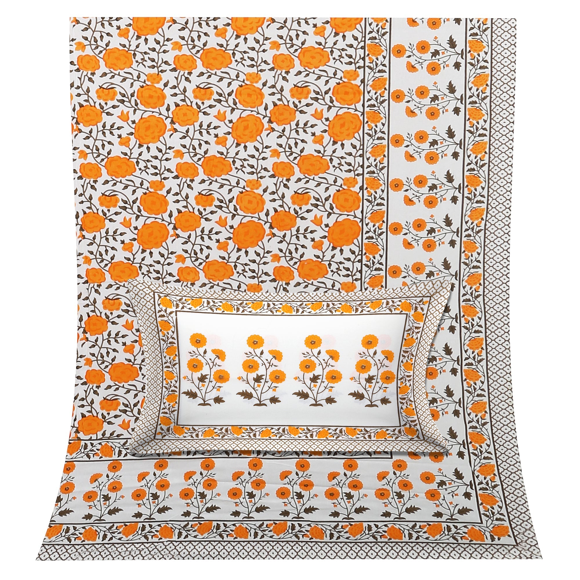 Marigold Bloom Cotton Bedsheet Set