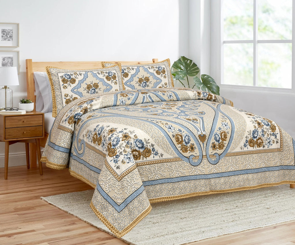 Rajvastra Royal Elegance Blue Bedsheet Set 100 x 108