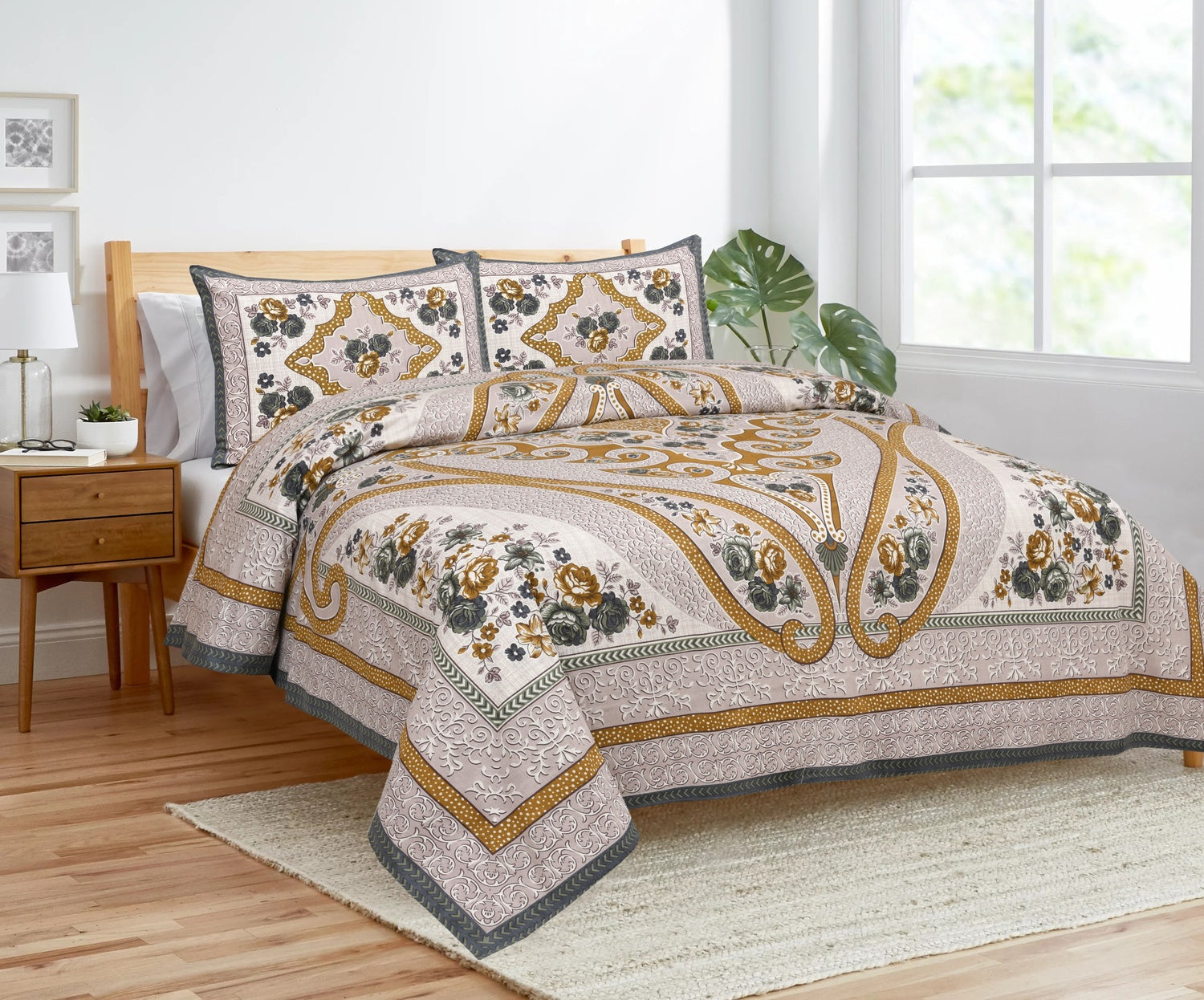 Rajvastra Royal Elegance Brown Bedsheet Set 100 x 108