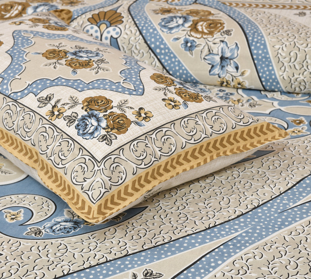 Rajvastra Royal Elegance Blue Bedsheet Set 100 x 108