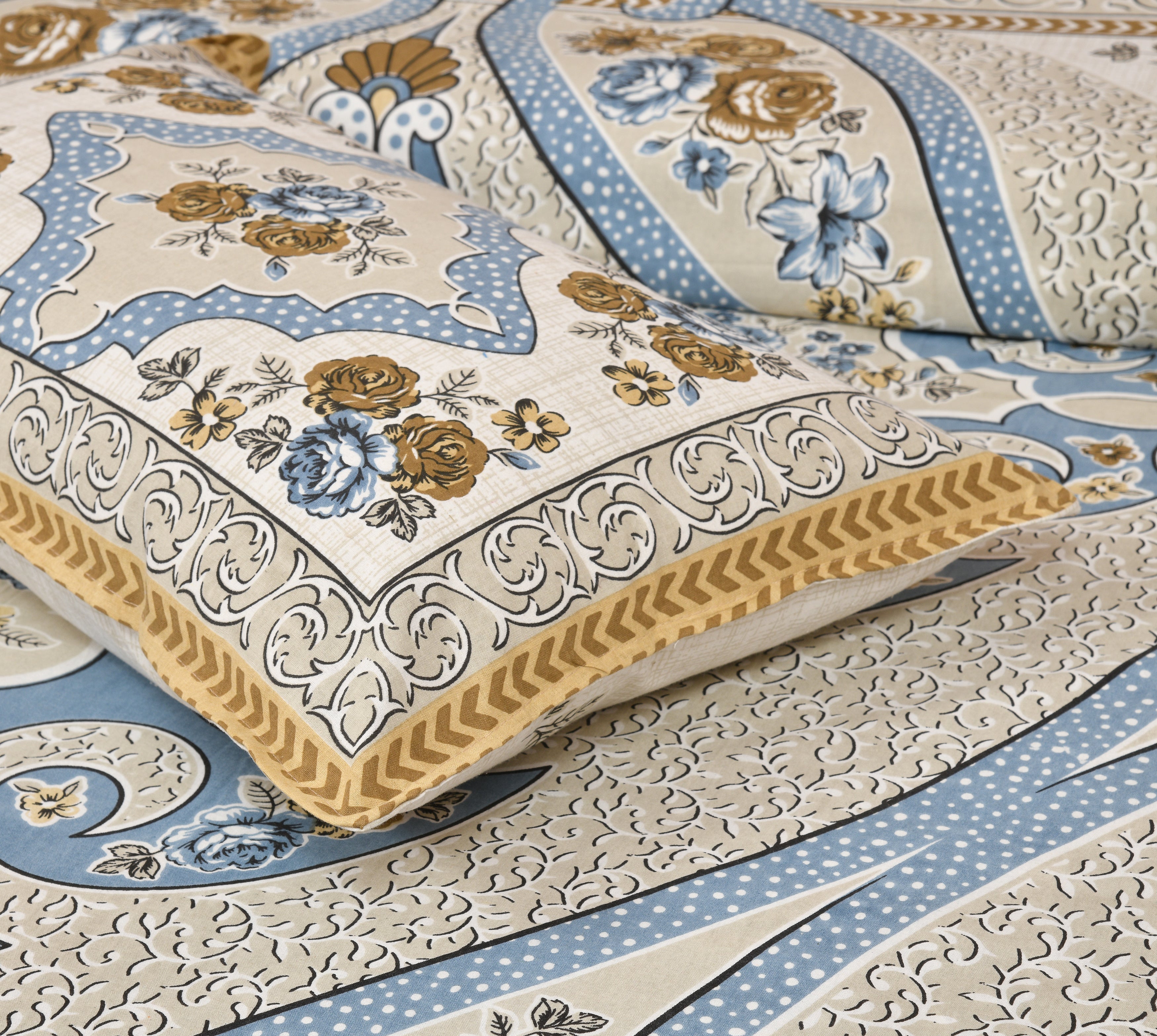 Rajvastra Royal Elegance Blue Bedsheet Set 100 x 108