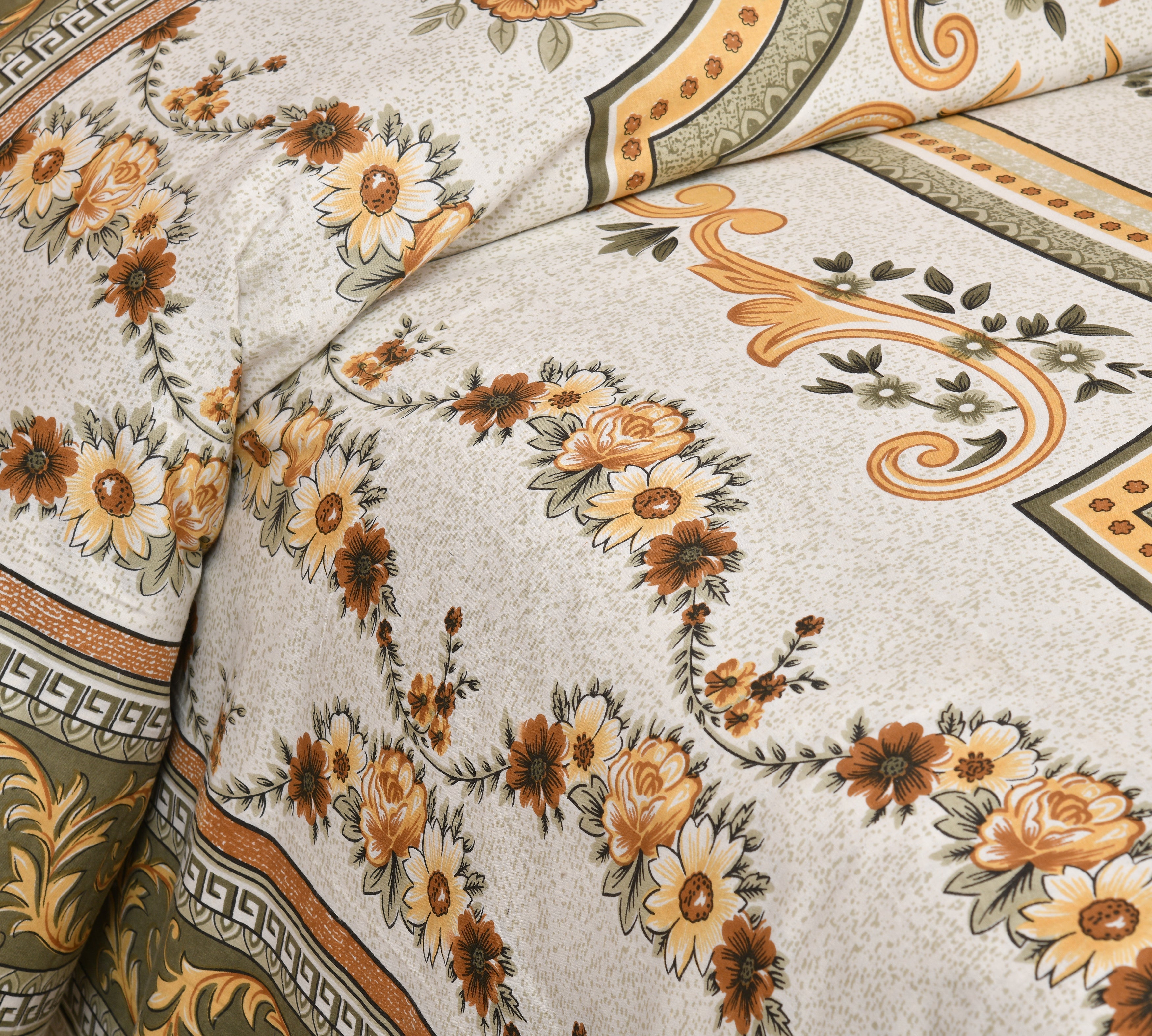 Rajvastra Kaleen Floral Green Bedsheet Set 100 x 108