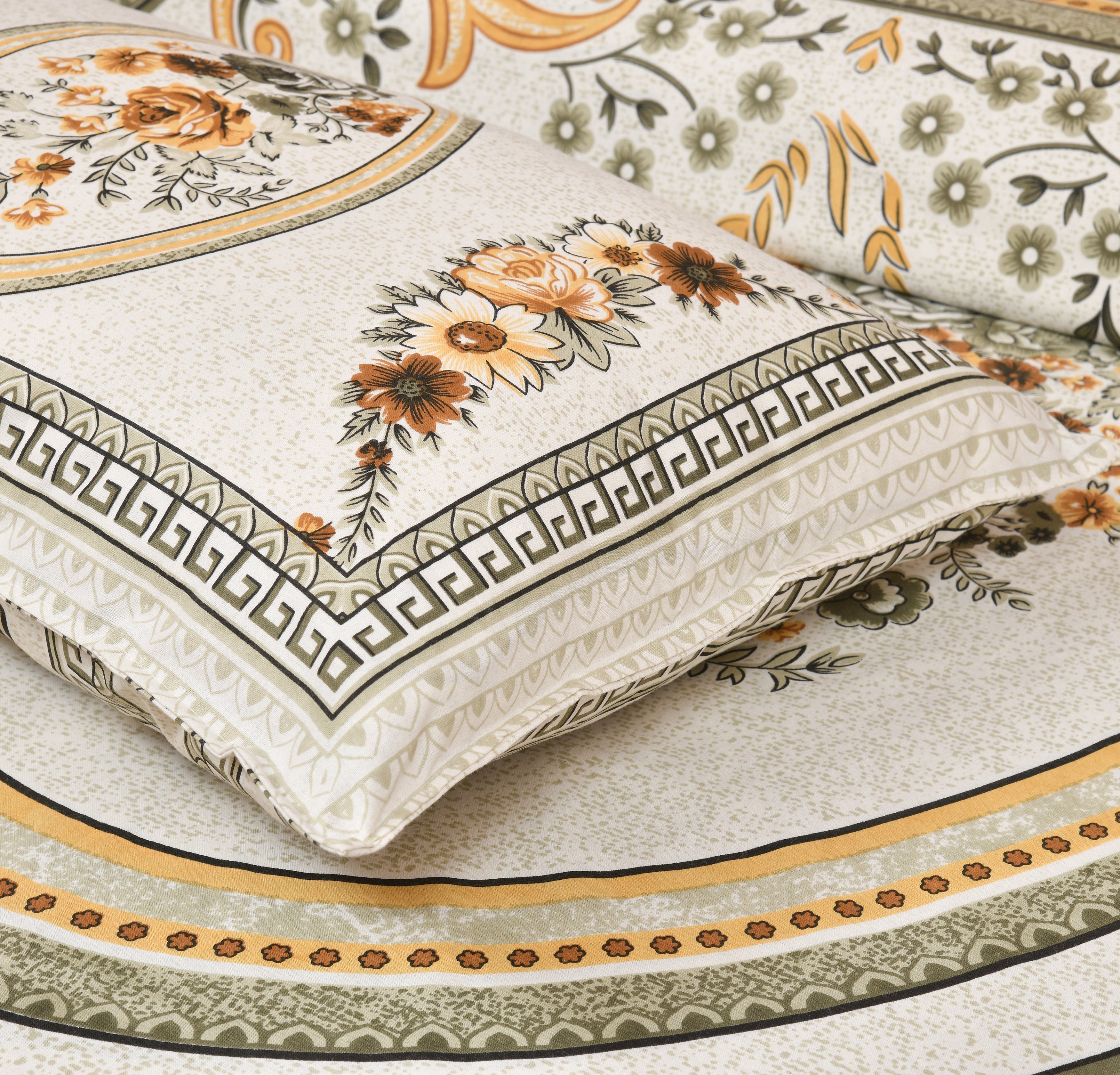 Rajvastra Kaleen Floral Green Bedsheet Set 100 x 108