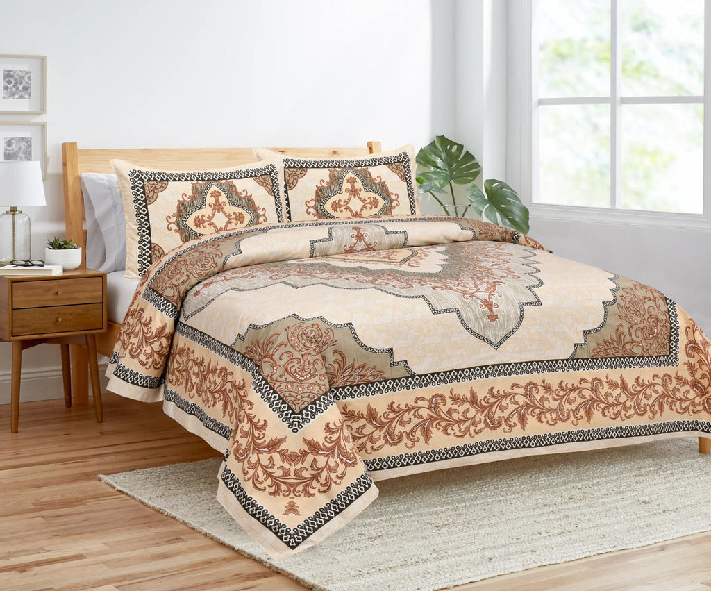 Rajvastra Kaleen Heritage Brown Bedsheet Set 100 x 108