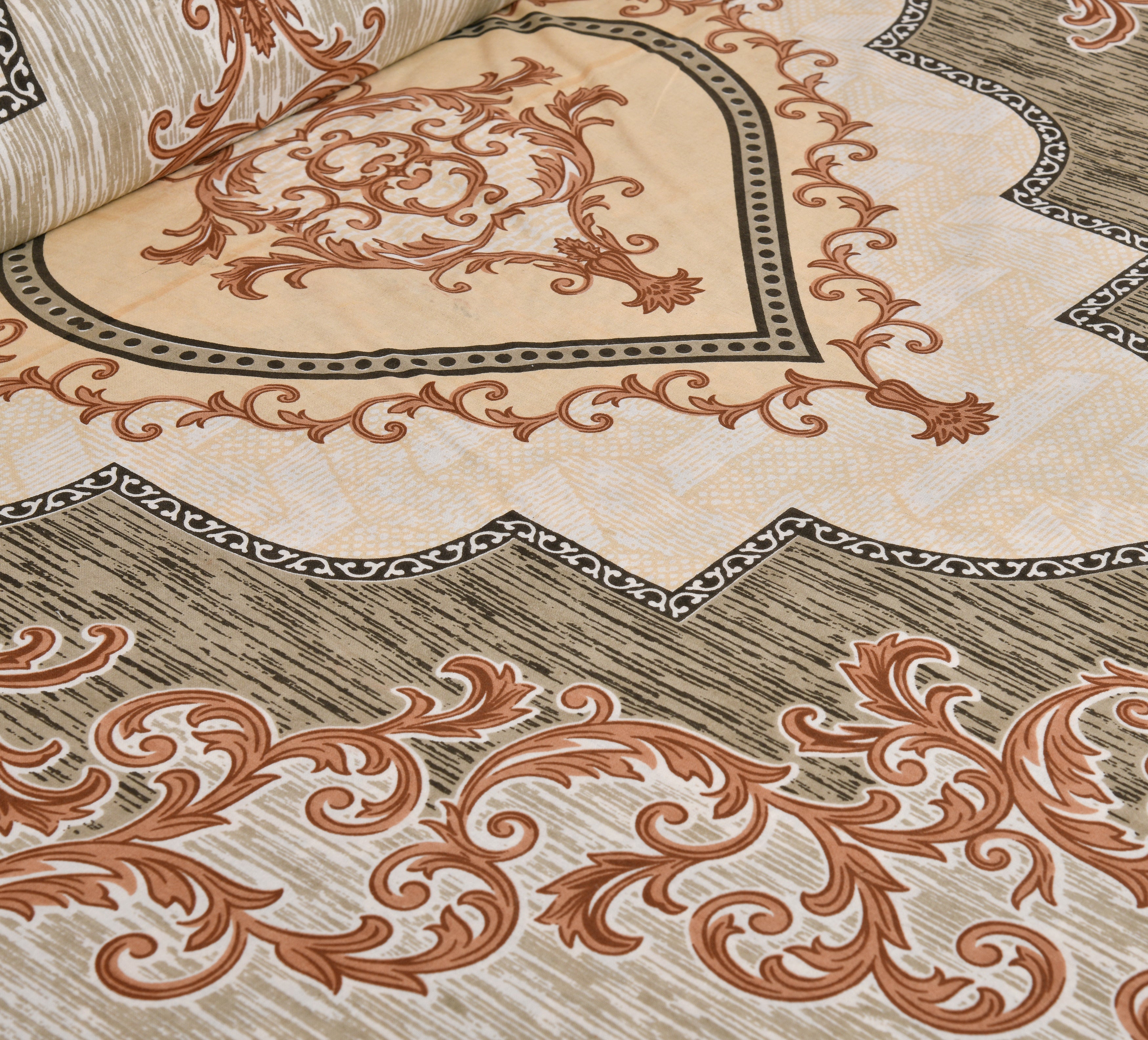 Rajvastra Kaleen Heritage Brown Bedsheet Set 100 x 108