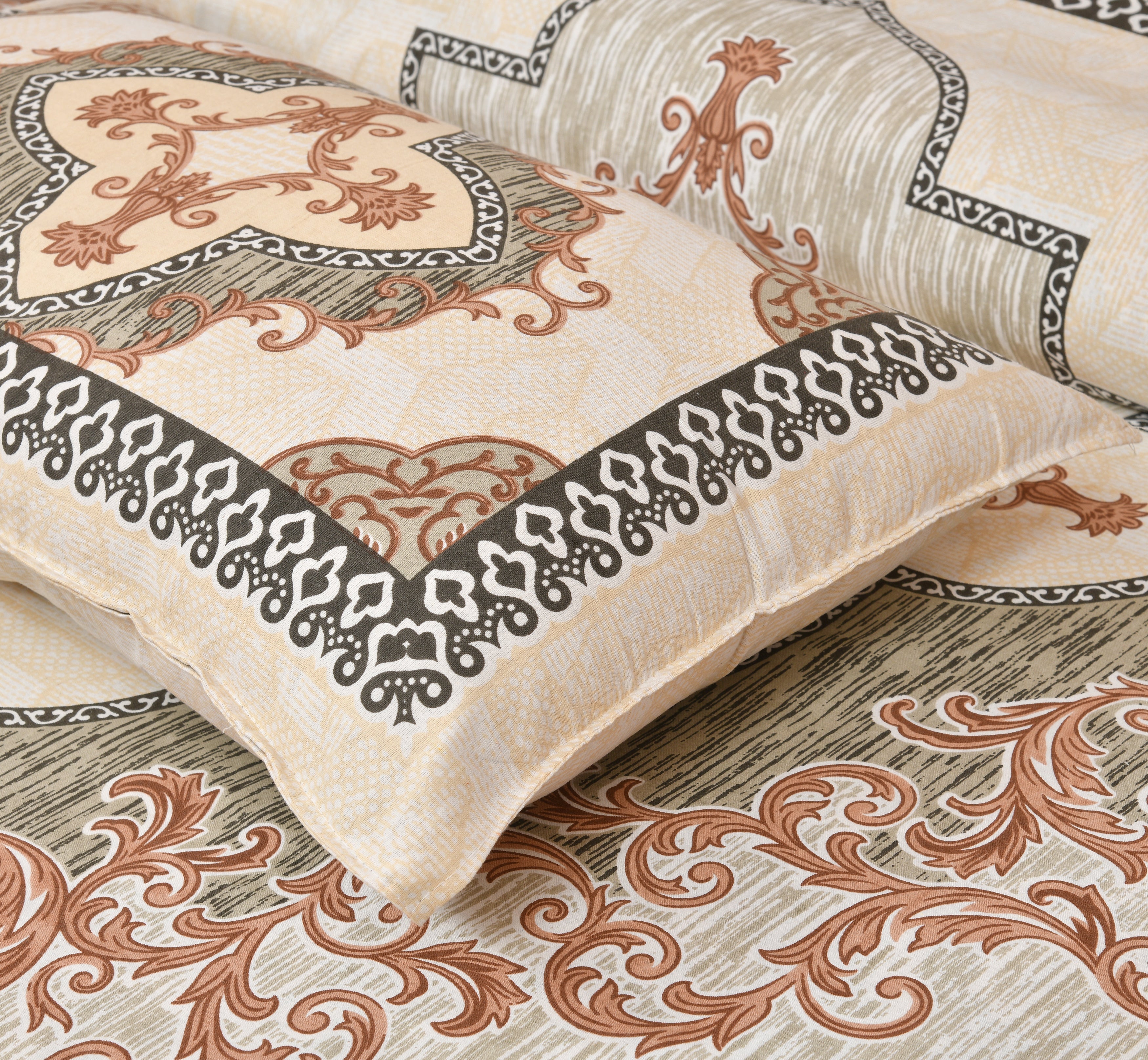 Rajvastra Kaleen Heritage Brown Bedsheet Set 100 x 108