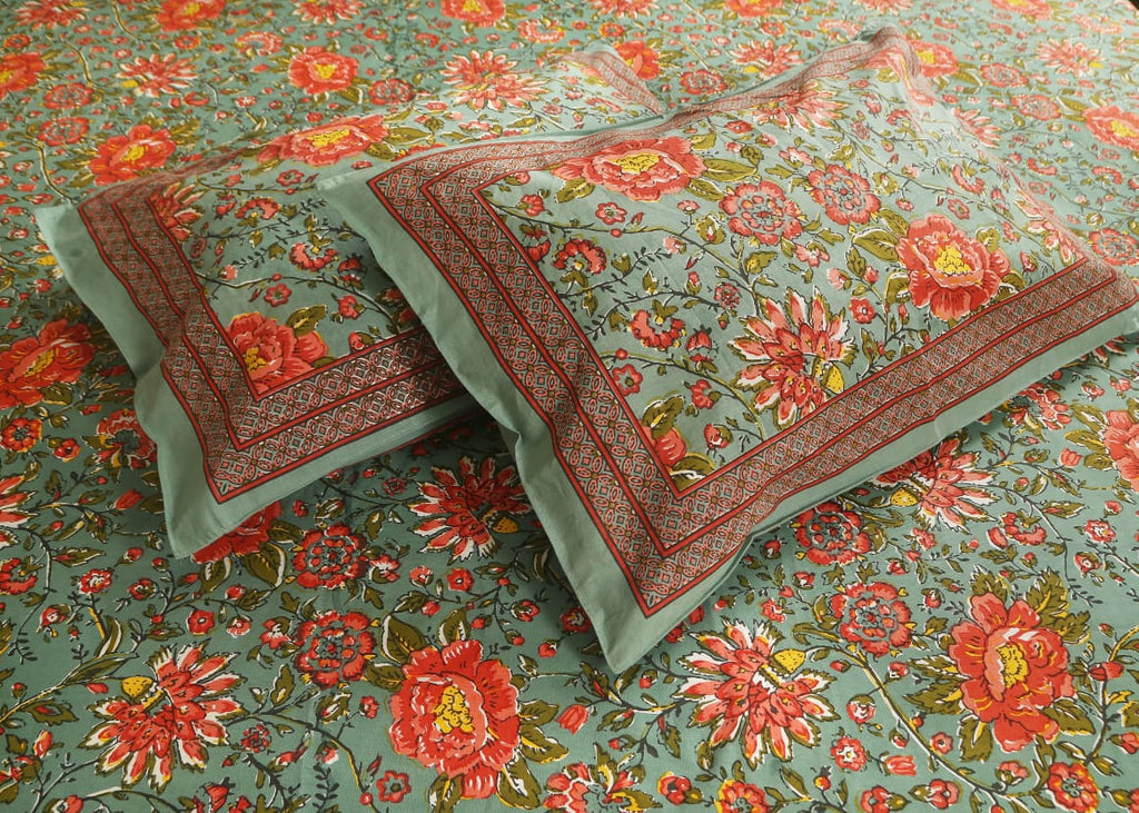 Royal Blossom Empire Orange Bedsheet Set 108 x 108
