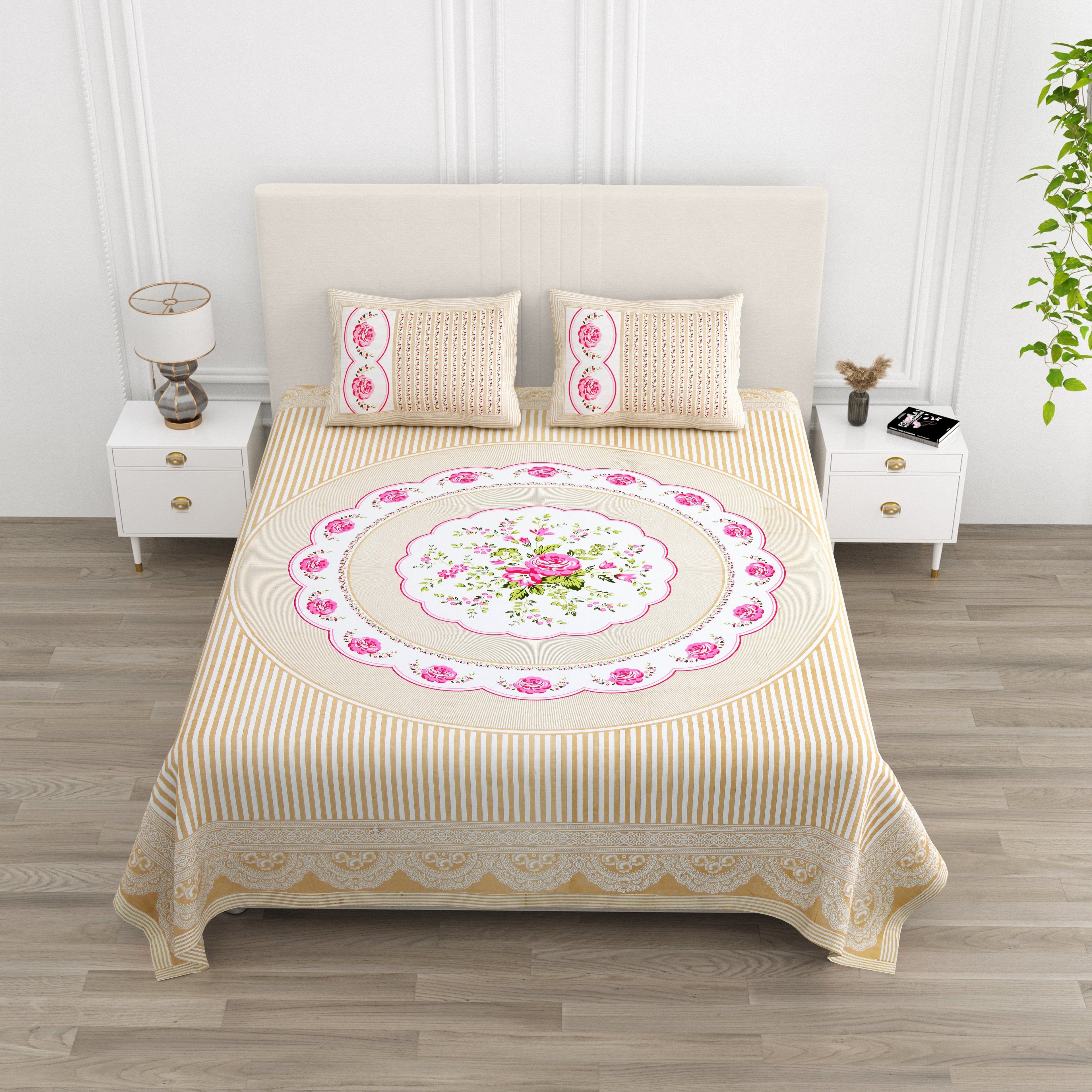 Rajwada Pushp Medallion Collection Bedsheet  Set 100 x 108