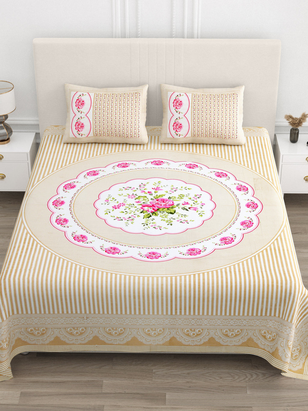 Rajwada Pushp Medallion Collection Bedsheet  Set 100 x 108