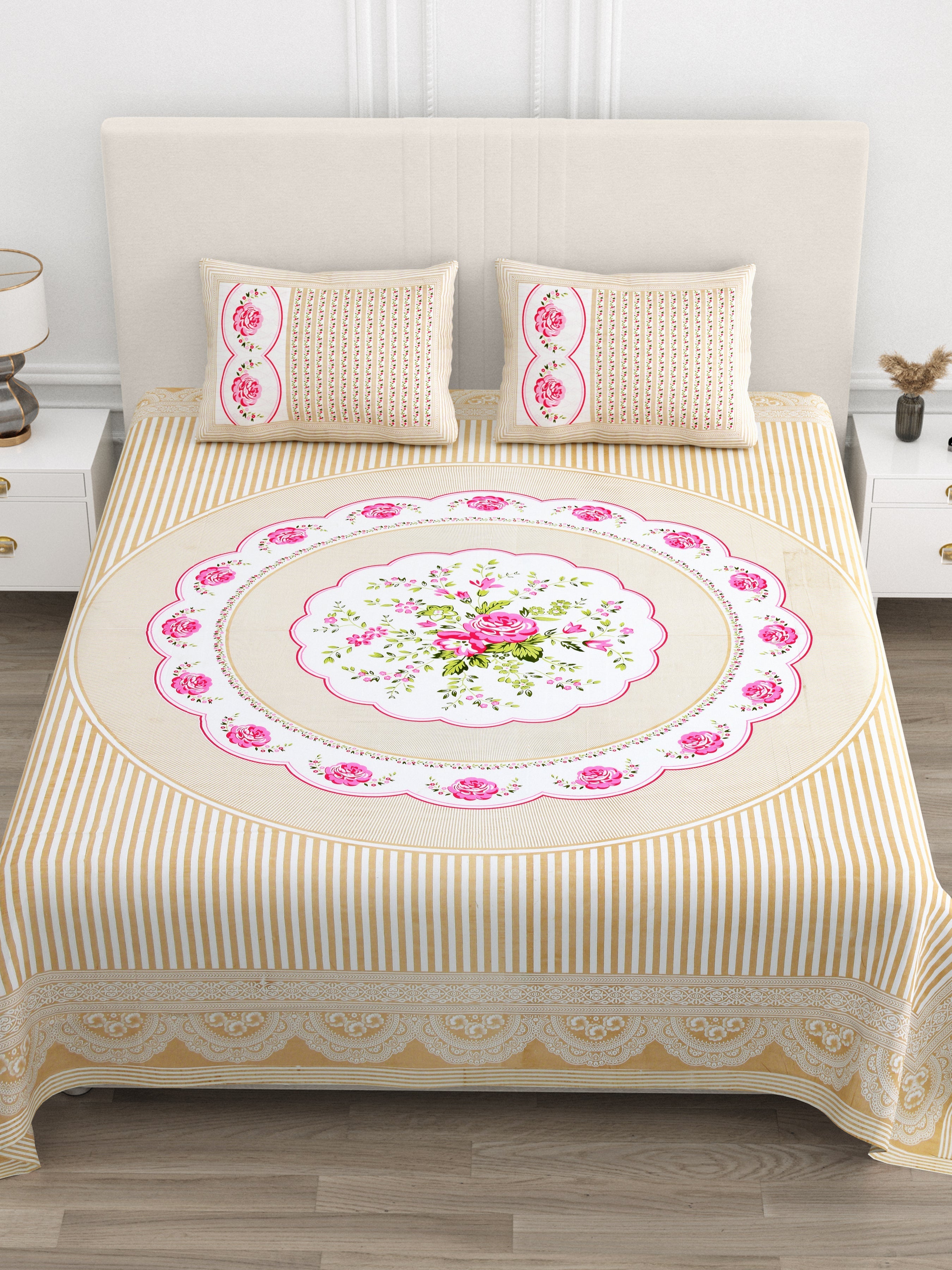 Rajwada Pushp Medallion Collection Bedsheet  Set 100 x 108