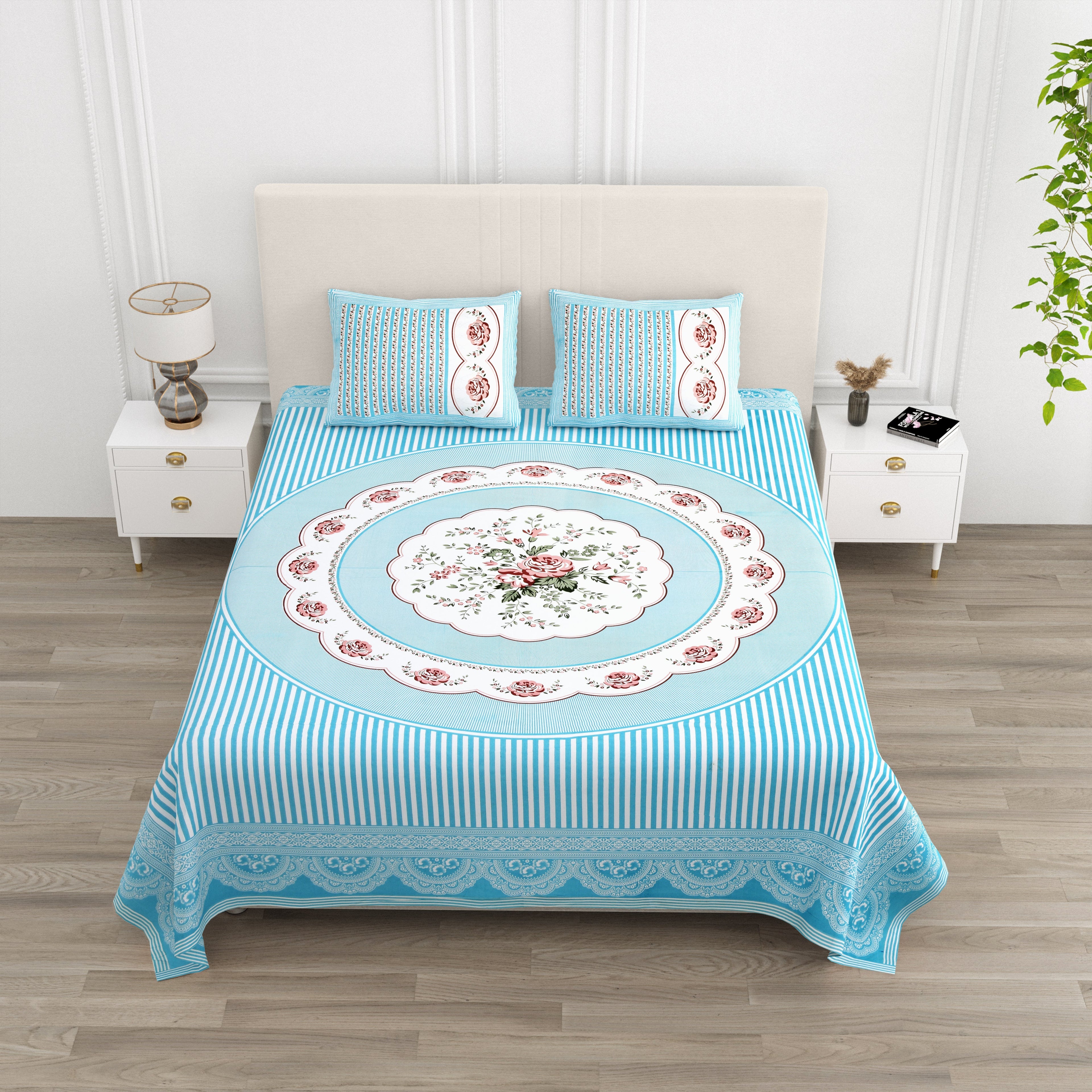 Rajwada Pushp Medallion Collection Bedsheet  Set 100 x 108
