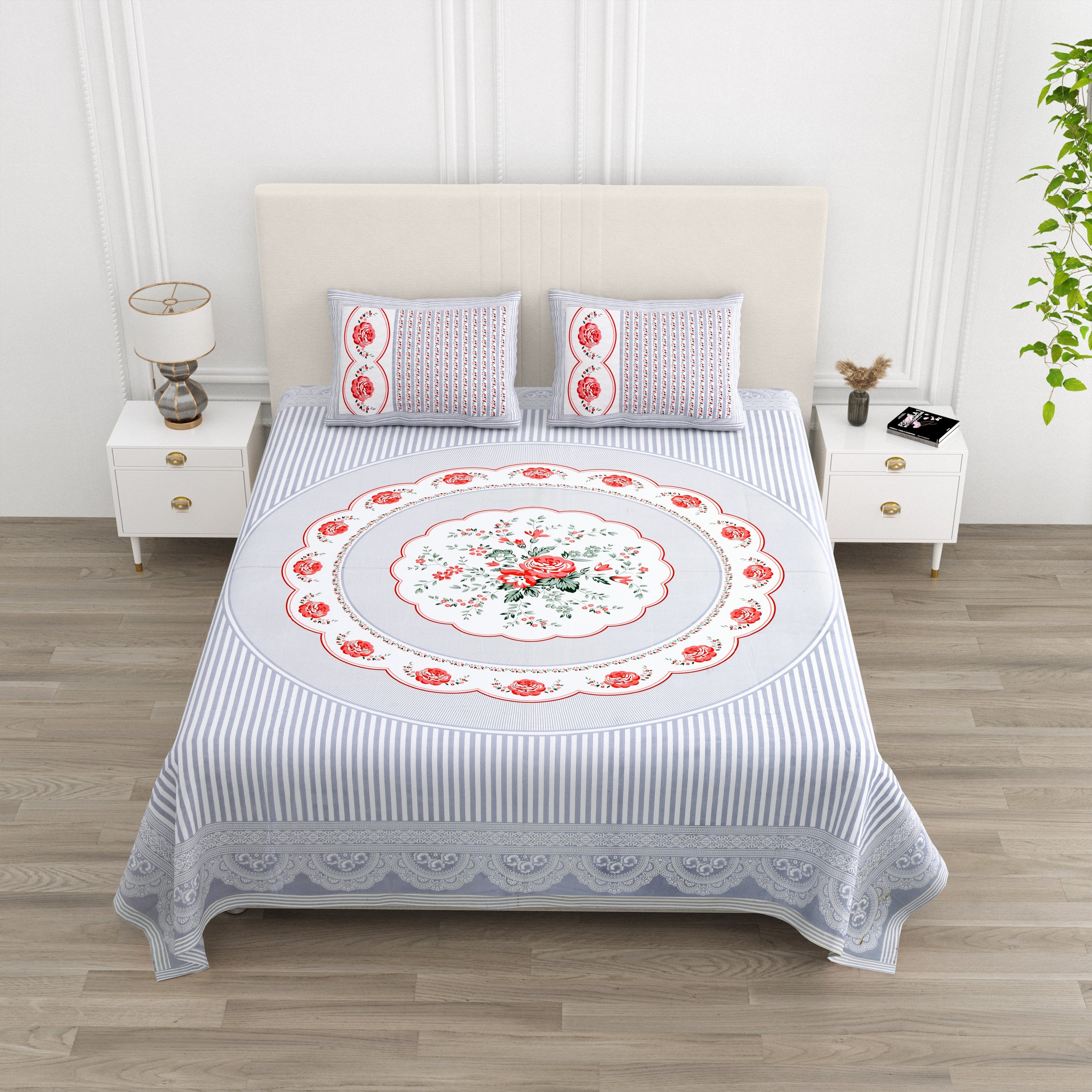 Rajwada Pushp Medallion Collection Bedsheet  Set 100 x 108