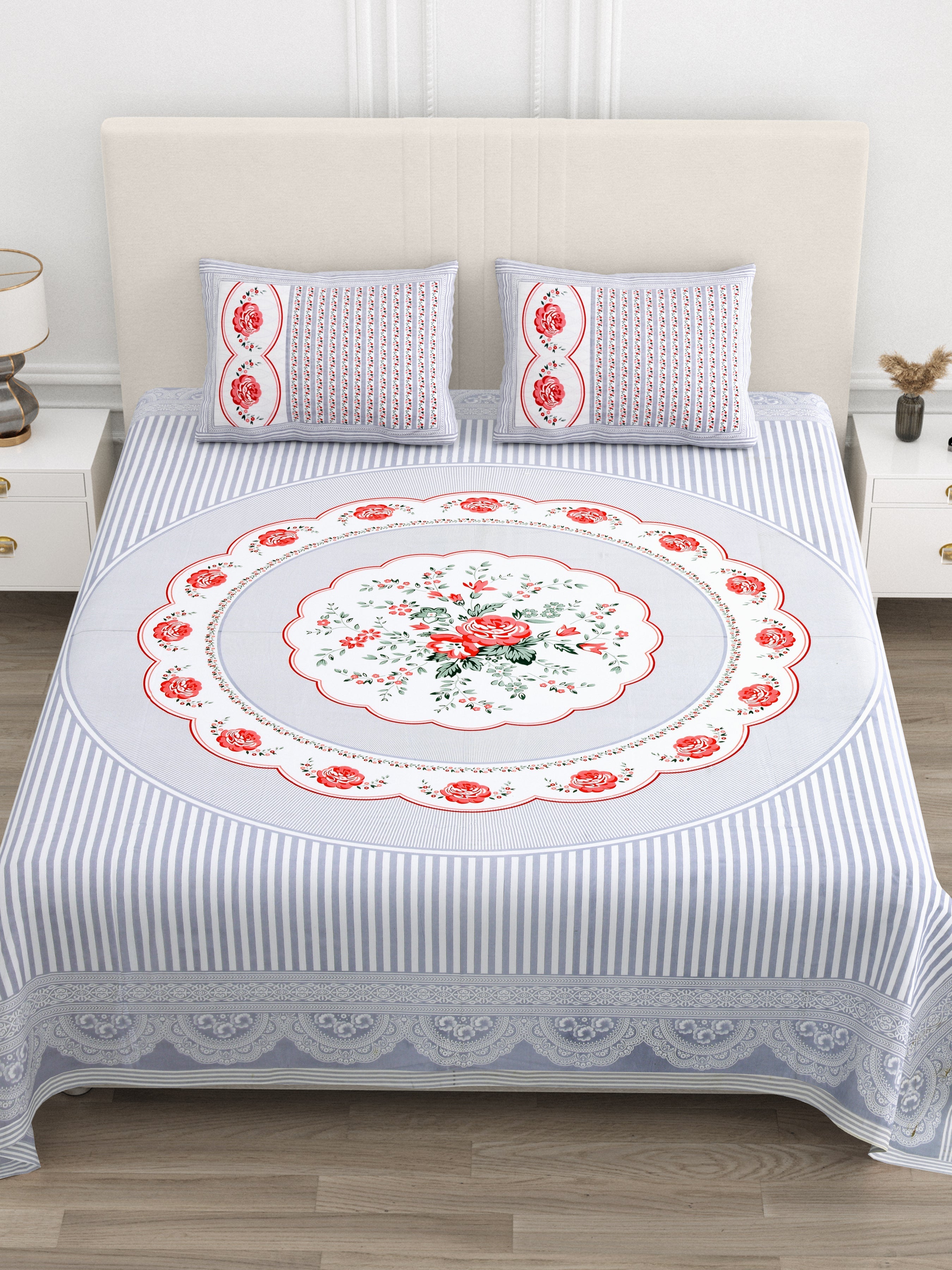 Rajwada Pushp Medallion Collection Bedsheet  Set 100 x 108