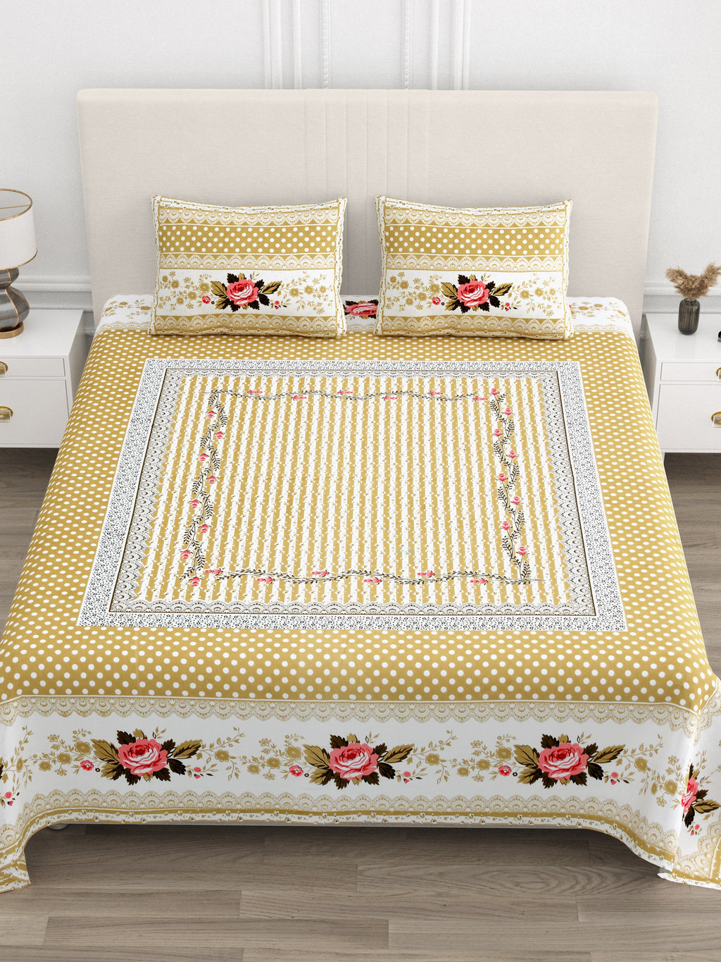 Sunehri Phool Collection Bedsheet  100 x 108